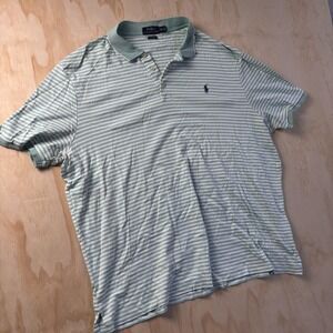 Polo Ralph Lauren Polo Shirt Mens 2XL Green Stripe Classic Fit Cotton Casual